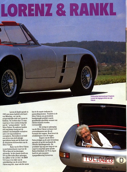 Presseartikel mit Peter lorenz und einem Silver Falcon