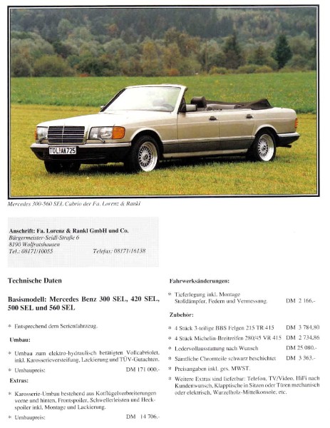 Lorenz & Rankl Prospekt Mercedes Cabrio Umbau
